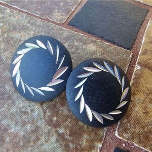 Vintage black and silver post back earrings